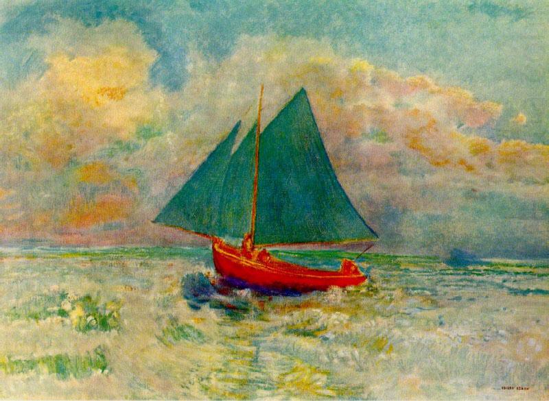 Red Boat with a Blue Sail, Odilon Redon